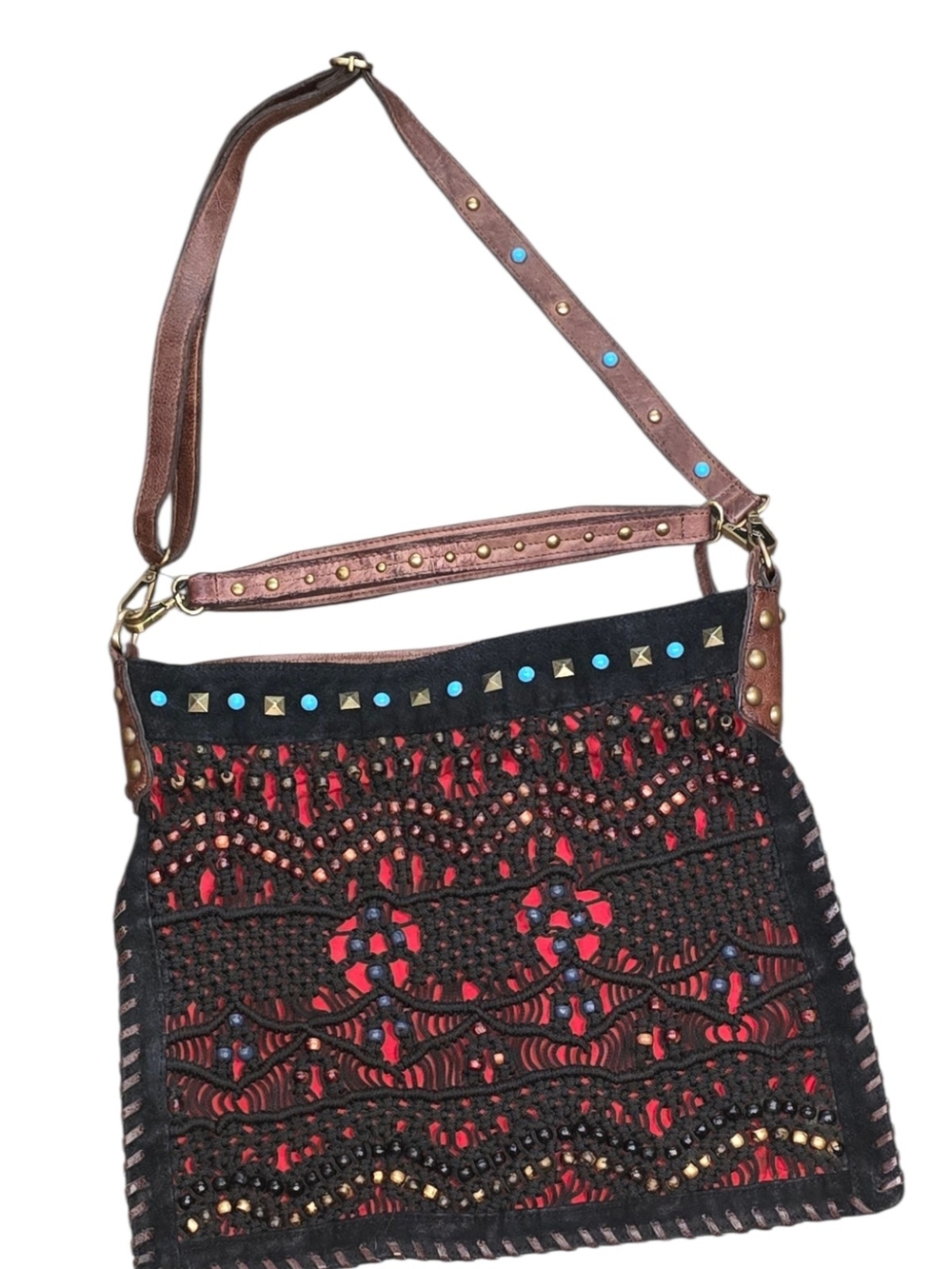 Free People Boho Crochet & Leather Crossbody/Hobo Bag – New Without Tags